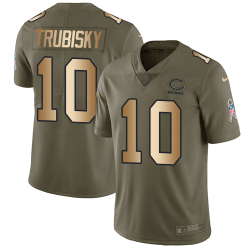 Nike Bears #10 Mitchell Trubisky Olive/Gold Men's Stitched NFL Limited Salute To Service Jersey